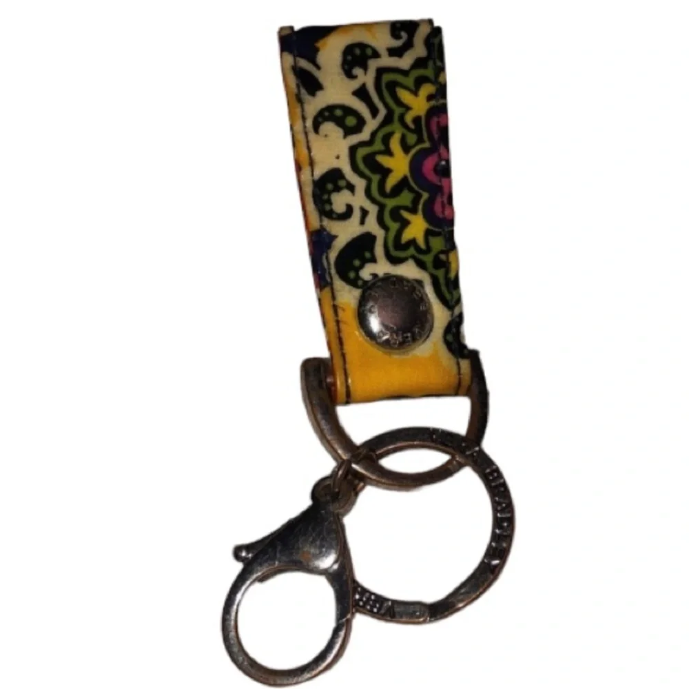 Vera Bradley colorful keychain with clip and snap strap